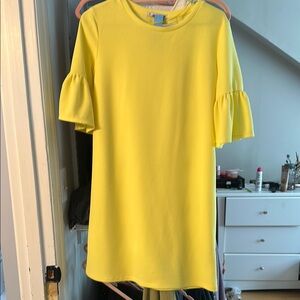Pull&Bear Yellow Ruffled Short Sleeve Blouse